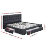 Artiss Bed Frame Double Size with 4 Drawers Grey AVIO - Image 2
