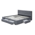 Artiss Bed Frame King Size with 4 Drawers Grey AVIO - Image 3