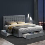 Artiss Bed Frame Queen Size with 4 Drawers Grey AVIO - Image 7