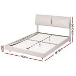 Artiss Double Bed Frame RGB LED Floating Beds Adjustable Headboard Beige White - Image 2