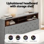 Artiss Bed Frame Double Size LED Mattress Base Platform with Storage Shelf Hidden Storage Box Grey - Image 5