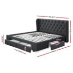 Artiss Bed Frame King Size with 4 Drawers Charcoal MILA - Image 3