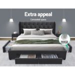 Artiss Bed Frame King Size with 4 Drawers Charcoal MILA - Image 4