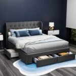 Artiss Bed Frame Queen Size with 4 Drawers Charcoal MILA - Image 2