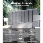 Artiss Bed Head Headboard King Velvet - VELA Grey - Image 3