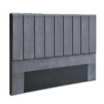 Artiss Bed Head Headboard King Velvet - VELA Grey - Image 8