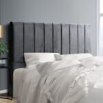 Artiss Bed Head Headboard Queen Velvet - VELA Grey - Image 7