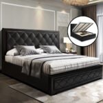 Artiss Bed Frame King Size Gas Lift Black TIYO - Image 7