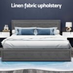 Artiss Bed Frame King Size Gas Lift Grey TIYO - Image 5