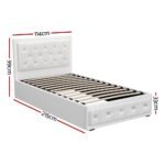 Artiss Bed Frame King Single Size Gas Lift White TIYO - Image 2