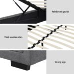 Artiss Bed Frame Queen Size Gas Lift Grey TIYO - Image 6