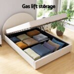 Artiss Bed Frame Gas Lift Strorage Beds Base Platform Boucle Fabric Queen ELLA - Image 5