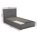 Artiss Bed Frame King Single Size Gas Lift Storage Mattress Base Wooden Grey - Image 2