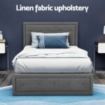 Artiss Bed Frame King Single Size Gas Lift Storage Mattress Base Wooden Grey - Image 5