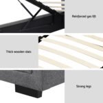 Artiss Bed Frame King Single Size Gas Lift Storage Mattress Base Wooden Grey - Image 6
