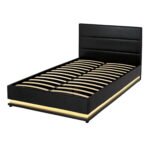 Artiss Bed Frame King Single Size LED Gas Lift Black LUMI - Image 2