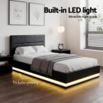Artiss Bed Frame King Single Size LED Gas Lift Black LUMI - Image 6