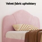 Artiss Bed Frame King Single Size Velvet Pink OLAN - Image 4