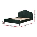 Artiss Bed Frame Queen Size Velvet Dark Green OLAN - Image 2