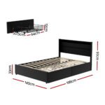 Artiss Bed Frame Double Size LED with 4 Drawers Black DUNN - Image 2