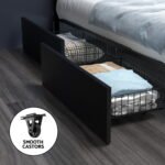 Artiss Bed Frame Double Size LED with 4 Drawers Black DUNN - Image 6