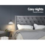 Artiss Bed Head Headboard Queen Size Fabric - LUCA Grey - Image 6