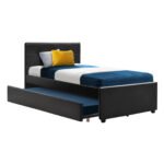 Artiss Bed Frame King Single Size Trundle Daybed Black - Image 7