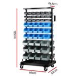 Giantz 90 Storage Bin Rack Stand Double-sided Wheels - Image 2