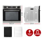 Devanti Electric Built In Wall Oven 80L Convection Grill Ovens Stainless Steel - Image 2