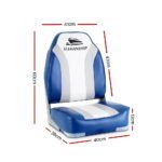 Seamanship 2X Folding Boat Seats Marine Seat Swivel High Back 12cm Padding Blue - Image 2