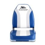 Seamanship 2X Folding Boat Seats Marine Seat Swivel High Back 12cm Padding Blue - Image 3