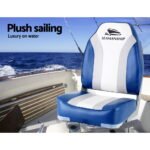 Seamanship 2X Folding Boat Seats Marine Seat Swivel High Back 12cm Padding Blue - Image 5