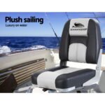 Seamanship 2X Folding Boat Seats Marine Seat Swivel Low Back 10cm Padding Grey - Image 4
