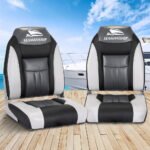Seamanship 2X Folding Boat Seats Marine Seat Swivel High Back 12cm Padding Black - Image 8