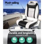 Seamanship 2X Folding Boat Seats Marine Seat Swivel High Back 12cm Padding Grey - Image 4