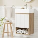 Cefito Vanity Unit 445mm Basin Bathroom Cabinet Storage Wall Hung Sink White - Image 7