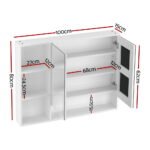 Cefito Bathroom Mirror Cabinet 100CM Vanity Medicine Wall Mounted Storage White - Image 2