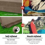 Weisshorn Self Inflating Mattress 10CM Camping Sleeping Mat Air Double Coffee - Image 6