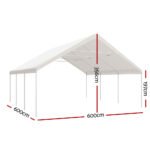 Instahut Carports 6x6m Carport Kits Steel Shelter Gazebo Canopy Garage Portable Garden Shed - Image 2