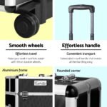 Embellir Makeup Case Beauty Trolley Cosmetic Organiser Box Travel Wheels Black - Image 6