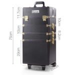Embellir Makeup Case Beauty Trolley Cosmetic Organiser Box Travel Wheels Gold - Image 2