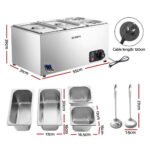 Devanti Commercial Food Warmer Bain Marie 4 Electric Buffet Pans - Image 2