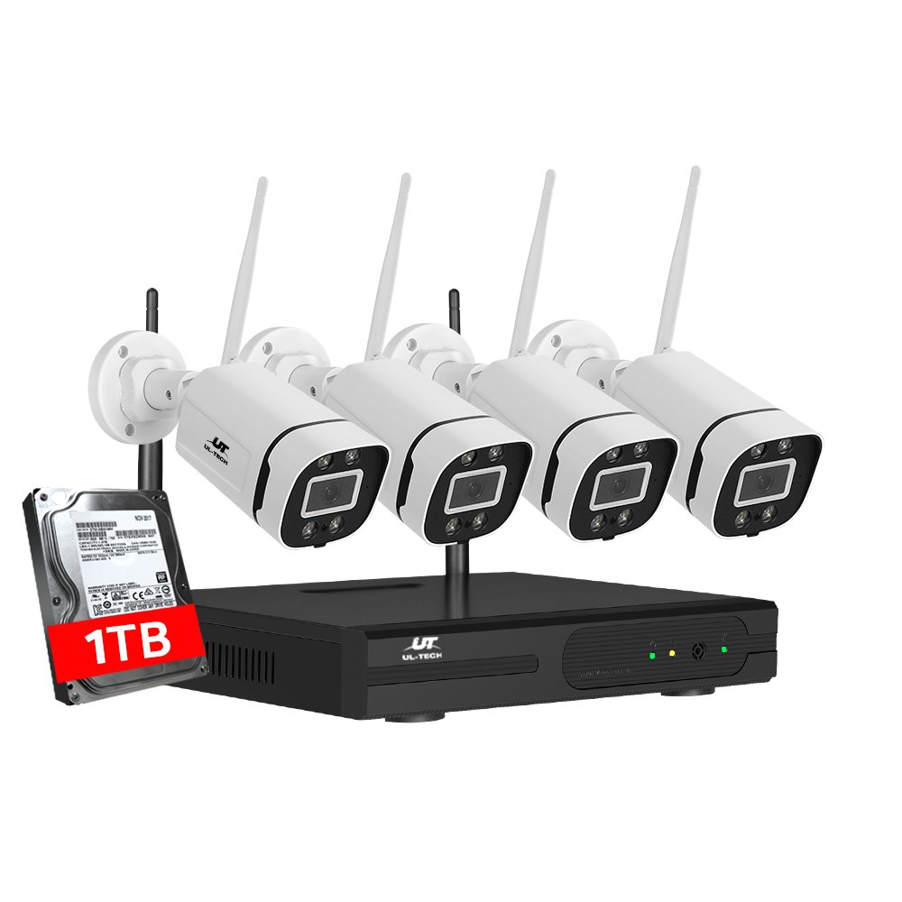 CCTV-WF-CLA-8C-4P-T-61895-00.jpg UL-tech Wireless CCTV Security System 8CH NVR 3MP 4 Square Cameras 1TB - Image 1