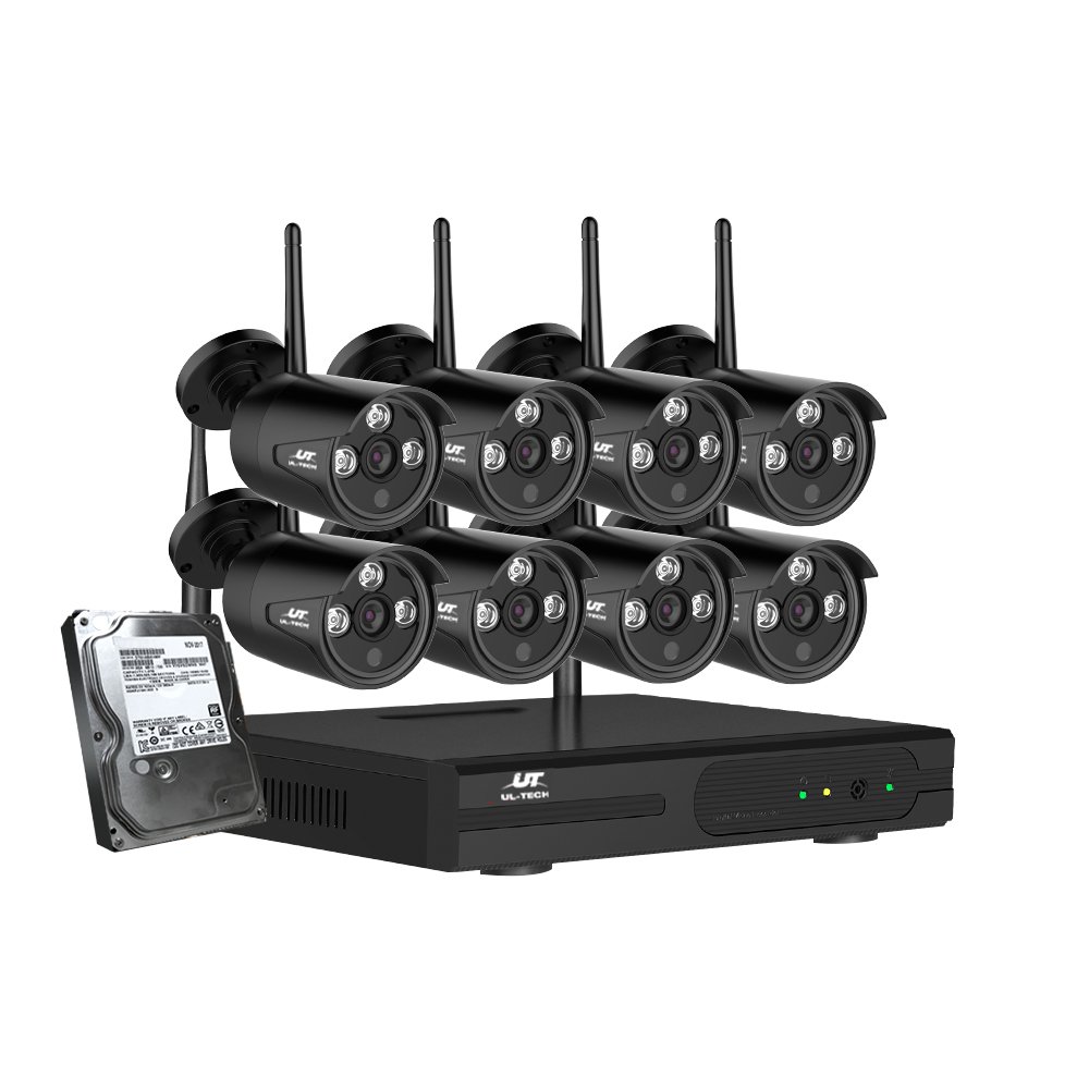 CCTV-WF-CLA-8C-8B-4T-54019-00.jpg UL-tech Wireless CCTV Security System 8CH NVR 3MP 8 Bullet Cameras 4TB - Image 1