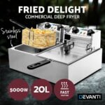 Devanti 20L Electric Commercial Deep Fryer Double Baskets 4400W - Image 3