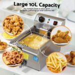 Devanti 3000W Electric Deep Fryer 10L Stainless Steel Fryer w/ Basket & Lid - Image 5