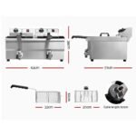 Devanti 20L Electric Commercial Deep Fryer Double Baskets Oil Taps 6000W - Image 2