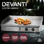 Devanti Commercial Electric Griddle 73cm BBQ Grill Plate 4400W - Image 5