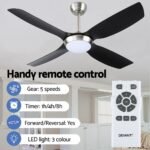 Devanti 52'' Ceiling Fan DC Motor w/Light w/Remote Black - Image 3