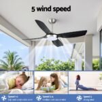Devanti 52'' Ceiling Fan DC Motor w/Light w/Remote Black - Image 6